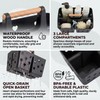 Black Portable Shower Caddy, Plastic Basket Organizer with Wooden Handle