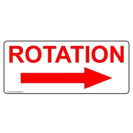 ComplianceSigns.com Rotation (with Right Arrow) Label Decal, 3x1 inch 100-Pack Vinyl for Industrial Notices