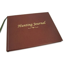 BookFactory Hunting Journal/Hunter's Log Book/Notebook - 96 Pages, Brown Bonded Leather Cover, Smyth Sewn Hardbound, 8 7/8" x 7" (JOU-096-CCR-XT-HUNT-XTT44)