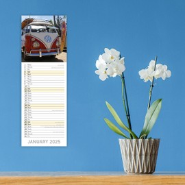 2025 Slimline Calendar - Camper Vans 6 x 16 Inch Monthly View, 16-Month, Gifted Calendars Theme, Includes 180 Reminder Stickers