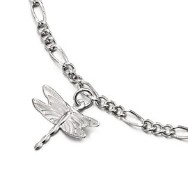 COOLSTEELANDBEYOND Anklet Bracelet with Dangling Charms of Dragonflies and Jingle Bell
