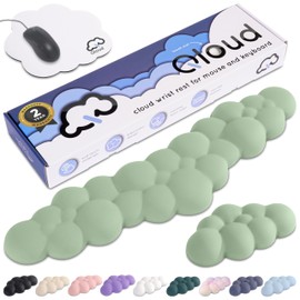 Create-ables Qloud Cloud Wrist Rest Keyboard Wrist Rest for Computer Keyboard Pad, Cloud Keyboard Wrist Rest, Wrist Pad for Keyboard, Memory Foam, Non Slip Base, Comes with Mouse Pad - Pastel Green