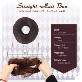 Scrunchies for Straight Hair for Women, Elastic Hairpiece with Elastic Band, Bun Hairpiece Hair Scrunchie with Hair, Doughnut Accessories Scrunchies, Synthetic Fake Hair Bun (Natural Brown 33)