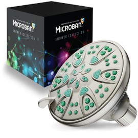 AquaDance Antimicrobial – Anti-Clog High-Pressure 6-Setting Shower Head with Nozzle Protection from Growth of Mold, Mildew & Bacteria for Stronger Shower! 4" Coral Green