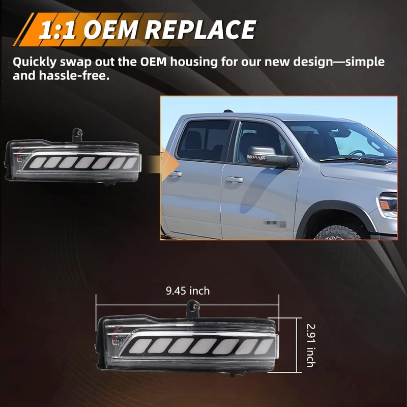 MOTRUM Side Mirror Marker Lights Compatible with Dodge Ram 1500
