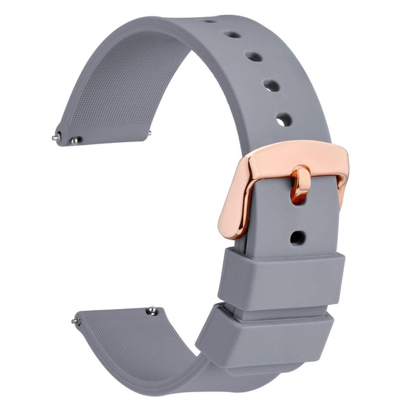 WOCCI 20mm Silicone Watch Band with Rose Gold Buckle, Soft