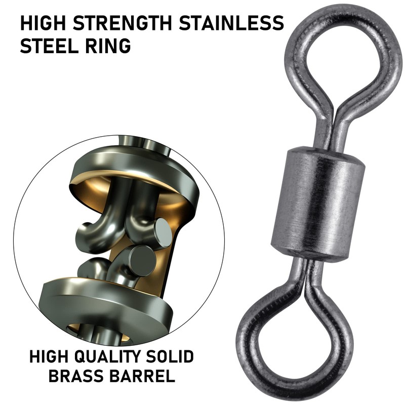 Alwonder 100PCS Micro Swivels for Fly Fishing, Small Rolling Barrel