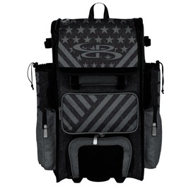 Boombah Superpack Hybrid Rolling Bat Bag - Wheeled & Backpack Version - USA Siege Charcoal/Black
