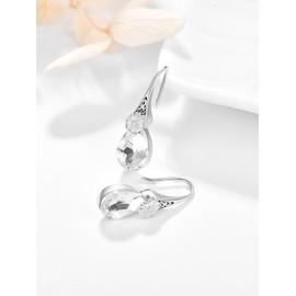 TANGPOET Daisy Teardrop Cuff Earrings 925 Sterling Silver CZ Cubic Zirconias Synthetic Diamond Pull Through Earrings Daisy Jewelry for Women Ladies