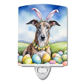 Caroline's Treasures Greyhound Easter Egg Hunt Ceramic Night Light Compact, UL-Certified, Ideal for Bedroom, Bathroom, Nursery, Hallway, Kitchen, 6x4x3, Multicolor