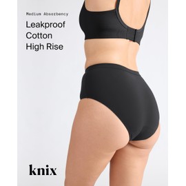 KNIX Cotton Leakproof High Rise Underwear, Black, XXL