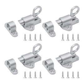 UTMACH Automatic Locking Door Bolt Pack of 4 Automatic Spring Lock Aluminium Spring Bounce Door Screw with Screws for Windows, Wooden Doors, Wooden Doors, Cabinet Doors (Silver)