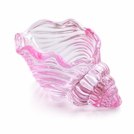 Purple Glass Conch Shell Jewelry Dish| Seashell Trinket Tray for Rings Earrings Necklace| Ocean Coastal Decorative Jewelry Holder for Vanity Bathroom Dresser Nightstand| Gift for Women (Pink)