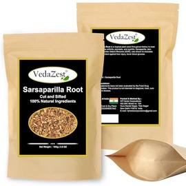 Vedazest Natural Sarsaparilla Root Powder, 100g/3.5 oz, Hemidesmus Indicus Sasparilla, Sarsparilla Root Powder, Zarzaparrilla, Cut & Sifted, Sassafras Root Powder (100g)