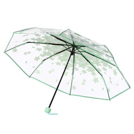 WerFamily Cherry Blossom Transparent Folding Travel Umbrella
