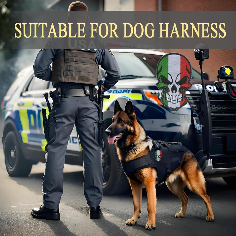 EmWoot 2PCS Italy Flag Patches Skull Patch Embroidered Tactical Military