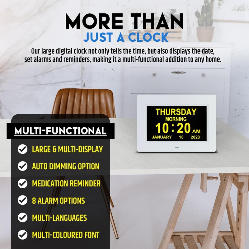 Digital Low Vision Clock for Elderly & Visually Impaired -