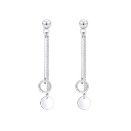 Elli Geo Basic Women's Earrings Chain Circle Bar in 925 Sterling Silver