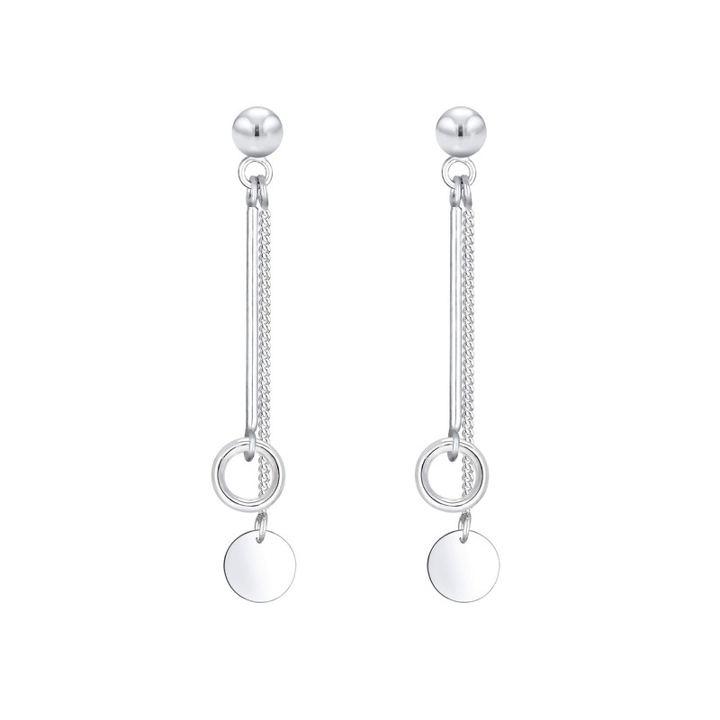 Elli Geo Basic Women's Earrings Chain Circle Bar in 925
