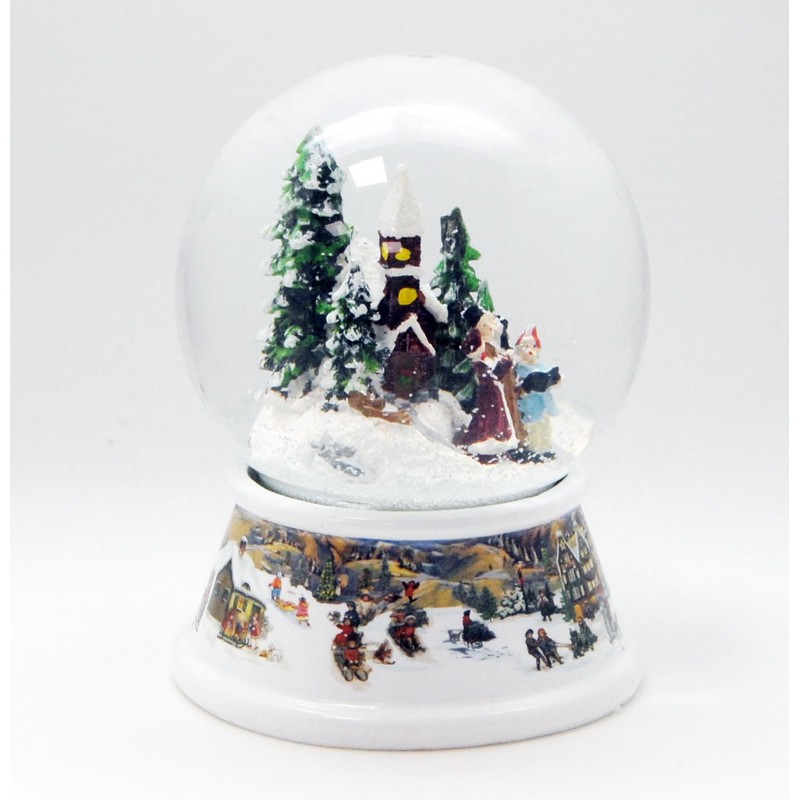 Nostalgie-Schneekugel Romantischer Winterspaziergang Spieluhr Winter Wonderland 10cm Durchmesser * 20224