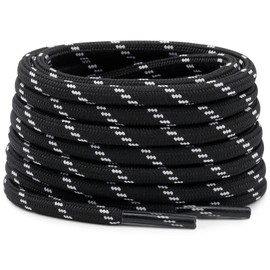 DELELE 2 Pair Round Climbing Shoelaces Black White Hiking Shoe Laces Boot Laces 49.20 inch