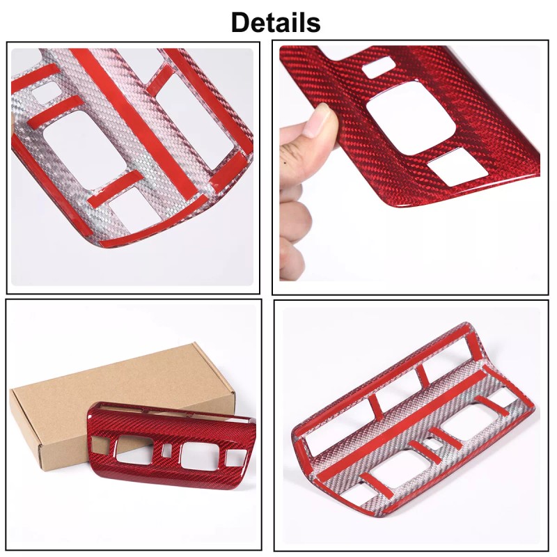 autopart2021 Red Carbon Fiber Reading Light Cover Trim Frame For