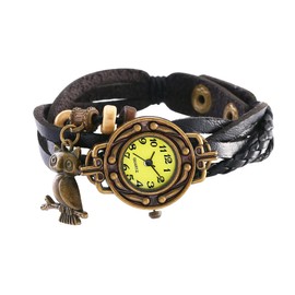 JewelryWe Women Quartz Bracelet Watch Fashion Weave Wrap Around Leather Wrist Watch Classic Bracelet Watch Set, for Valentine¡¯s Day