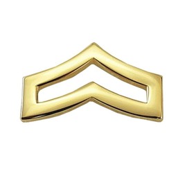 Rank Insignia - Chevrons - 3/4-inch - Mini - Corporal - 2 Stripe - Pair - Gold Finish