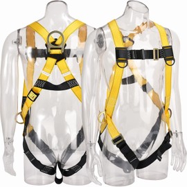 WELKFORDER 3D-Ring Industrial Fall Protection Safety Harness ANSI/ASSE Z359.11-2014 Compliant Full Body Personal Protection Equipment 3-Point Adjustment Universal 310 lbs
