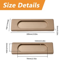 MOROBOR Self-Stick Rectangular Sliding Door Pulls, 2pcs Aluminum Alloy Flush Pull Punch-Free Handle for Sliding Barn Door Windows Cabinets (Bronze Gold,100mm)