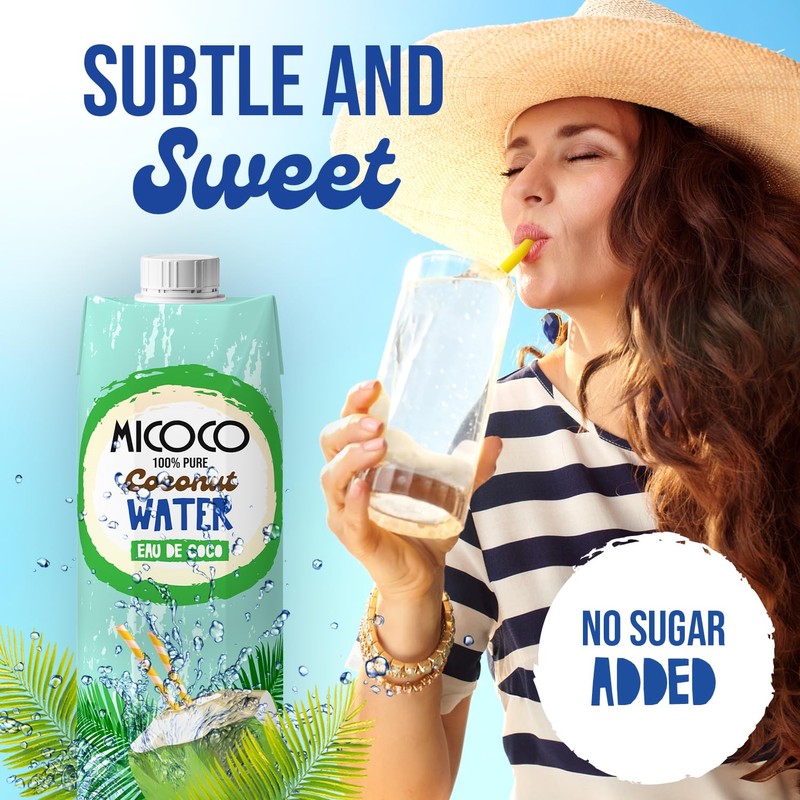 MICOCO Coconut Water, No Added Sugar, 16.9 Fl Oz (Pack