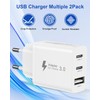2 Pack USB Charger Multiple, USB C Power Supply Plug