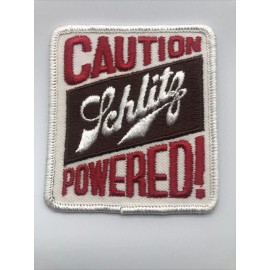 Caution Schlitz Powered Beer Vintage Patch NOS 70s  Funny Rat Hot Rod Muscle Car
