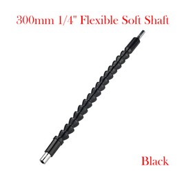 Flexible Drill Bit Extension, 300mm Magnetic Hex Shank with Soft Shank, Fits 1/4" Hex Shank Screwdriver Bits, Black Shank