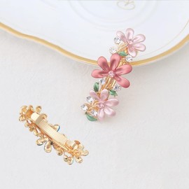 Colorful Vintage Crystal Hair Barrettes, Decorative Flower Leaf Design Butterfly Metal Hair Clips French Floral Barrettes, Rhinestone Hair Pins Hair Accessories for Women Gi