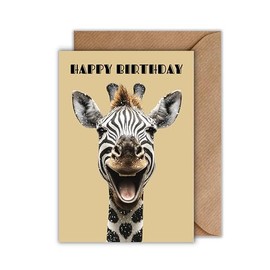 WBdesignz Birthday Card with Envelope - Birthday Card "Happy Birthday" Zebra Giraffe Happy Birthday Greeting Card (DIN A6)