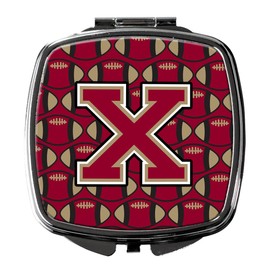 Caroline's Treasures Letter X Football Garnet and Gold Compact Travel Mirrors, Multicolor