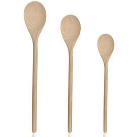 Wooden Spoons for Cooking, 3pcs Wooden Spoon Set Long Handle Wooden Cooking Spoons Wood Serving Mixing Soup Spoons for Baking, Stirring (12 in, 10.5 in, 8 in)