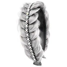 Gledola wide braid with teeth Synthetic Hair Braided Headband Hairpiece for Women (Smoky Gray 2 inches, Free Size)