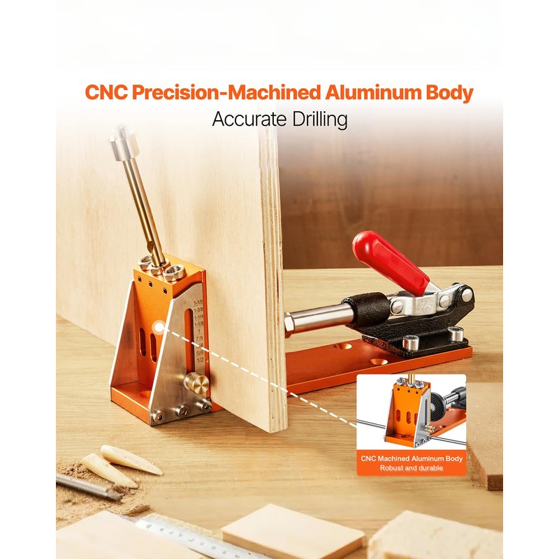 VEVOR Pocket Hole Jig Kit, Adjustable and Easy to Use