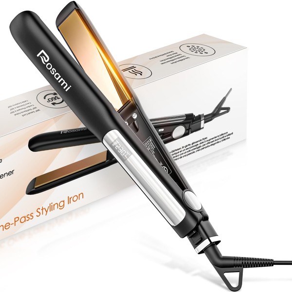 Rosami 2-in-1-Haarglätter aus Titan, Ionisch und Ultra Glanz, schnelles Aufheizen