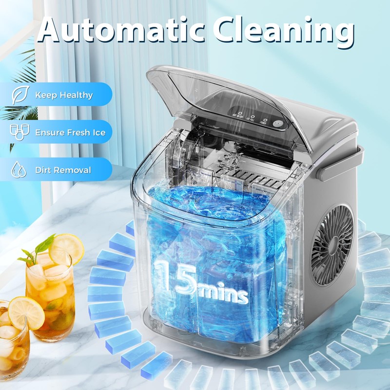 Antarctic Star Countertop Ice Maker，Portable Ice Makers with Self-Cleaning, Bullet