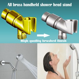 LUOFANT Brass Handheld Shower Head Holder - Adjustable Shower Rod Holder with Brass Pivot Ball - Handheld Shower Head Holder - Shower Hose Holder for attaching Shower arm to Shower Hose,BRUSHED NICKEL