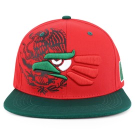 Hecho En Mexico Eagle 3D Embroidered Flat Bill Snapback Cap - Red Green