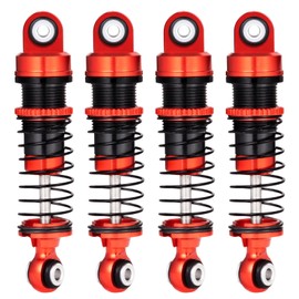 WEFEINO CNC Aluminum Front Rear Shocks Absorber for 1/18 RC Crawler FMS FCX18 LC80 Upgrade Parts (Red + Black)