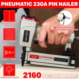 KEENTECH Pneumatic Pin Nailer 23 Gauge, Pin Nail Gun with 2160pcs 5/32" to 1" Pin Nails, Headless Air Micro Pinner with Exceptionally Low Jam Rate for Cabinets, Interior Decoration, Windows, Crafts