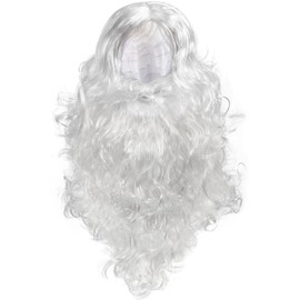 WINOMO Deluxe White Santa Fancy Dress Adults Costume Santa Claus Beard Set for Christmas Party Favor