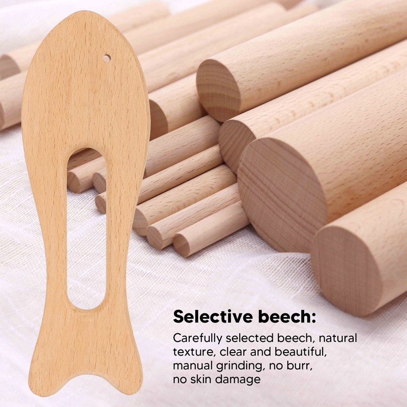 2Pcs Wooden Gua Sha Board Fish Shape Polished Beech Sturdy