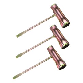 M METERXITY 3-Pack Chainsaw Scrench 13mm by 19mm Steel Combination Screwdriver and Wrench Slotted Screwdriver t Wrench for Spark Plug/Saws Chains/Nuts [1mm Thick, Gold Tone]