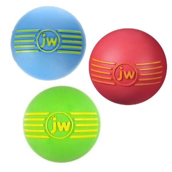 JW PET ISqueak Squeaker Dog & Puppy Fetch Chew Toy LARGE BALL 3 PACK